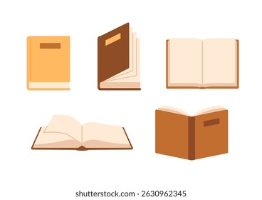 Book Illustration set. Flat Vector Clipart of Books Isolated on White Background