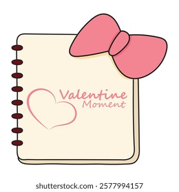 book illustration for Valentine's Day decorated with a pink bow tie