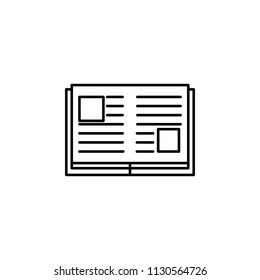 book with illustrations icon. Element of education icon for mobile concept and web apps. Thin line book with illustrations icon can be used for web and mobile on white background