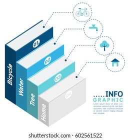 Book infographic Template with icon. Vector illustration.
