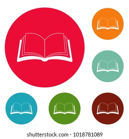 Book information icons circle set vector isolated on white background