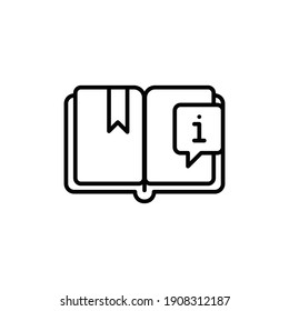 Libro con el icono de la línea de marca de información para la plantilla web y la aplicación. Concepto de información y fax. Diseño de ilustración vectorial en fondo blanco. EPS 10