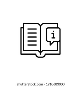 Book with information mark line icon for web template and app. Info and faq concept. Vector illustration design on white background. EPS 10