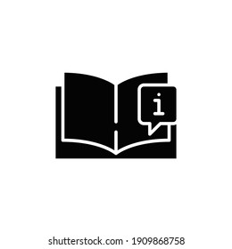 Book with information mark solid icon for web template and app. Info and faq concept. Vector illustration design on white background. EPS 10