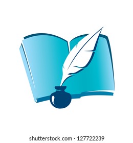 book and ink feather icon