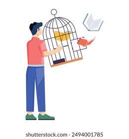 Book and Inkwell Flat Illustrations