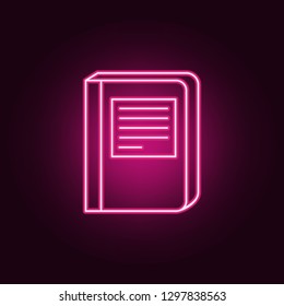 book with an inscription icon. Elements of Books and magazines in neon style icons. Simple icon for websites, web design, mobile app, info graphics