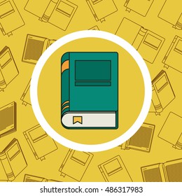 Book inside button. Education learning and reading theme. Colorful design. Vector illustration