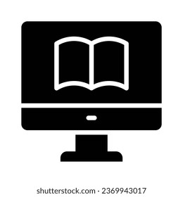 Book inside computer showing concept icon of online learning, online book