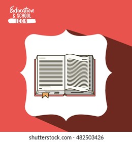 Book inside frame icon. School education learning and study theme. Vector illustration
