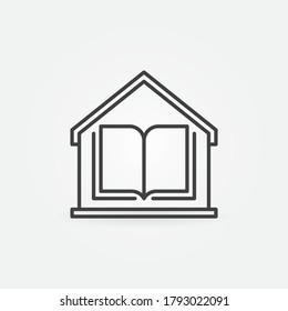 Book inside the House linear icon. Home Education vector concept symbol or logo element