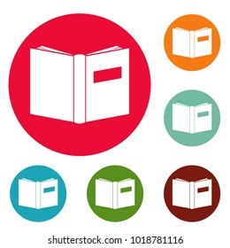 Book inverted icons circle set vector isolated on white background