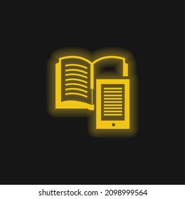 Book And Ipad yellow glowing neon icon