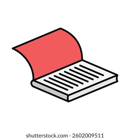 Book isometric 3D color icon, mini illustration. use for modern concept, print, UI, UX kit, web and app development. Vector EPS 10, related to learning and education, science