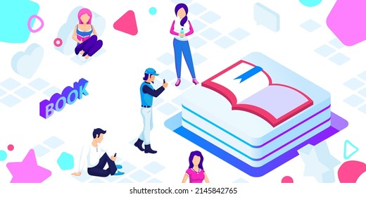 Book isometric design icon. Vector web illustration. 3d colorful concept
