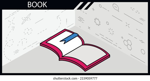 Book isometric design icon. Vector web illustration. 3d colorful concept