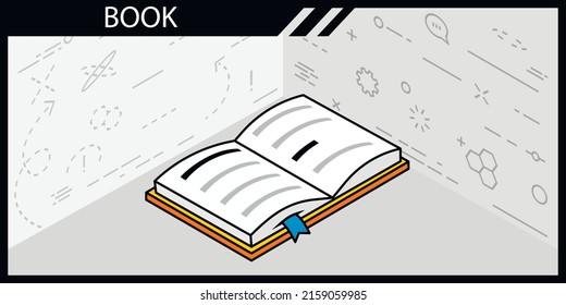 Icono de diseño isométrico del libro. Ilustración web de vectores. 3.ª colorida concepción