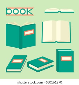 Book isometric signs and symbols. Education concept in flat style with different books. Book set in flat design style. Open graphic book for reading. Students book. Vector illustration