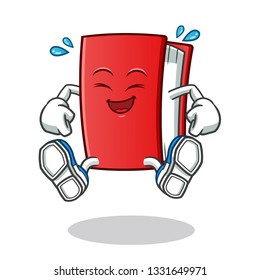 book jumping mascot vector cartoon illustration