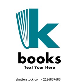 book k letter vector logo template. This design use font symbol suitable for education