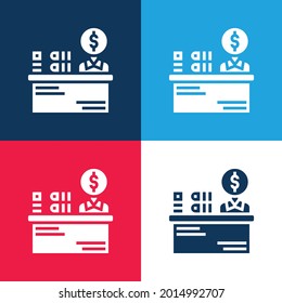 Book Keeper blue and red four color minimal icon set