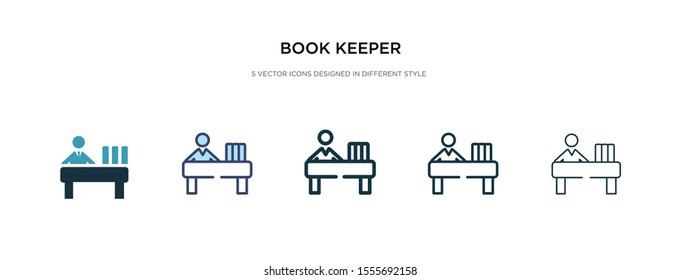 book keeper icon in different style vector illustration. two colored and black book keeper vector icons designed in filled, outline, line and stroke style can be used for web, mobile, ui