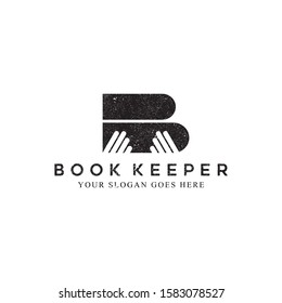 Book Keeper logo inspirations, library or librarian logo vector. rustic book store logo designs