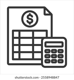 Book Keeping Outline Icon Vector Illustration