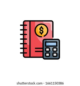 Book keeping Vector Style illustration. Business and Finance Filled Outline Icon.