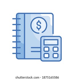  Book keeping Vector Style illustration. Business and Finance Filled Outline Icon. EPS 10 File