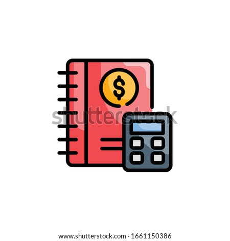 Book keeping Vector Style illustration. Business and Finance Filled Outline Icon.