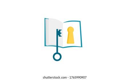 Book key background. Modern illustration slider site page. Web banner get the key to knowledge. The concept of opening a treasure of knowledge with a key. A book with a lock vector image design.