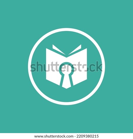 Book with keyhole logo desgin, book lock icon design