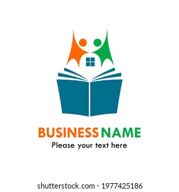 Book with kids logo template illustration