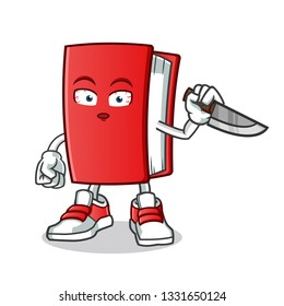 book killer mascot vector cartoon illustration