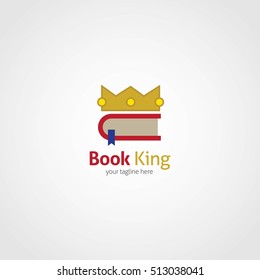 Book King Design Logo Template. Vector Illustration