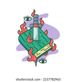 Book Knife Illustration vintage design