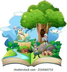 Book with knight and dragon illustration