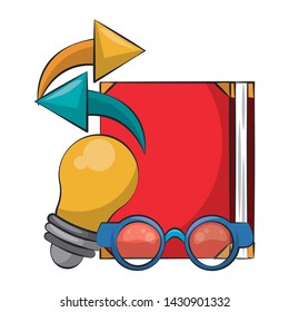 book knowledge big idea and glasses cartoons vector illustration graphic design