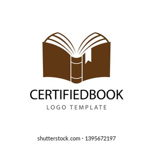 book of knowledge with a certified ribbon on the cover vector logo design illustration template