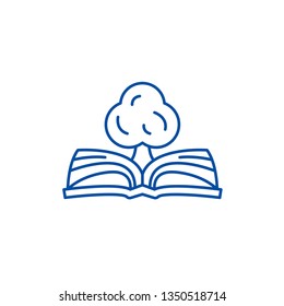 Book of knowledge line icon concept. Book of knowledge flat  vector symbol, sign, outline illustration.