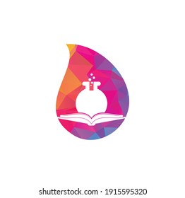 Book Lab drop shape concept Logo Template Design Vector. Book Science Logo icon.