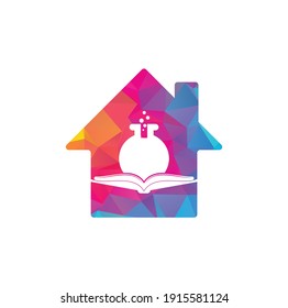 Vector de diseño de plantillas de logotipos para el concepto de la forma del hogar de Book Lab. Icono del logotipo de la ciencia del libro.