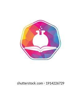 Vector de diseño de plantillas de logotipo del laboratorio del libro. Icono del logotipo de la ciencia del libro.