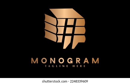 book with ladder abstract monogram vector logo template