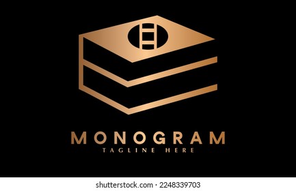 book with ladder abstract monogram vector logo template