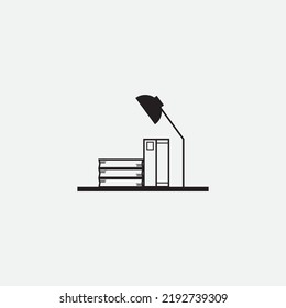 Buch und Lampe für die Beleuchtung, Vektorsymbol