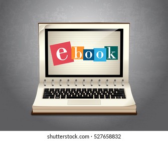 Book as laptop - ebookconcept