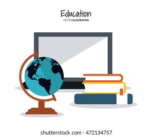 book laptop planet education learning school icon. Colorful design. Vector illustration