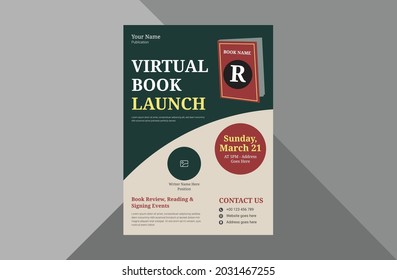 book launch and publishing flyer design template. New book launch announcement poster leaflet template. a4 template, brochure design, cover, flyer, poster, print-ready
